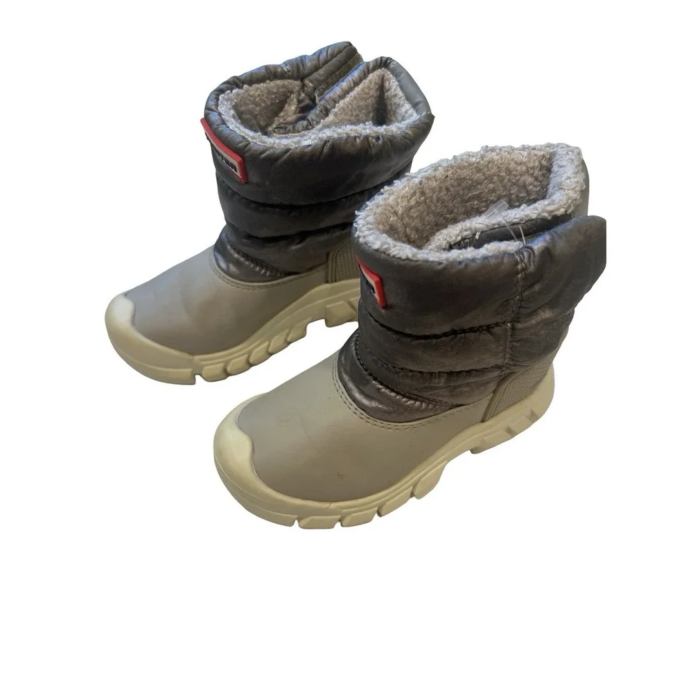 Hunter size 1 Big Kids Boots Silver Gray and White